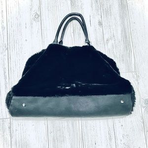 Faux fur purse, black, NWT, never used.